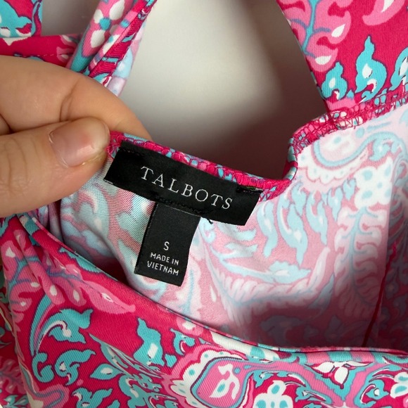 Talbots Effortless Jersey Medallion Open
Back Dress Small Pink‎ Paisley Preppy - Picture 5 of 11